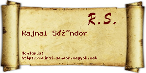 Rajnai Sándor névjegykártya